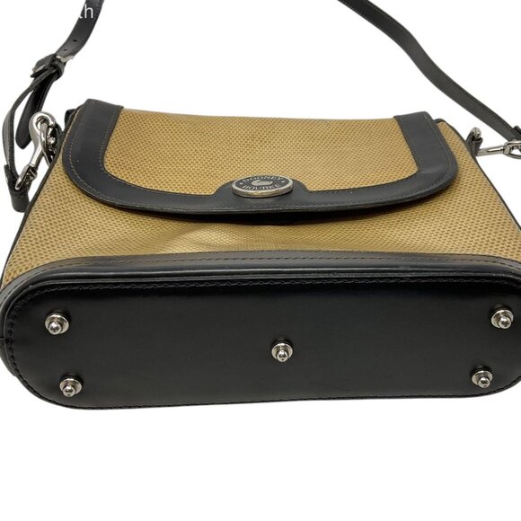 Dooney & Bourke Tan Black Canvas Leather Crossbody Bag Adjustable Strap - Picture 3 of 16